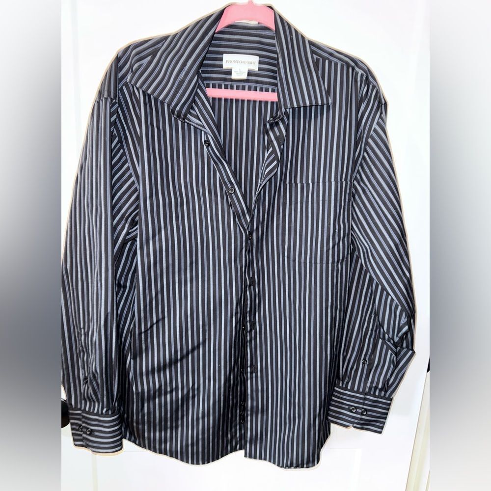 Pronto Uomo Navy and White Striped Shirt